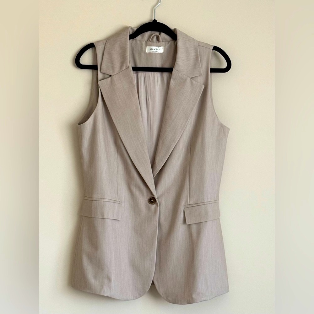 VIA BOVIO Made in Italy Beige Sleeveless Blazer Vest SZ.M
